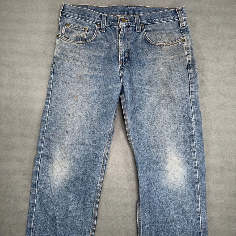 Carhartt Traditional Fit Blue Denim Jeans Mens 34x30 Workwear Straight Leg‎